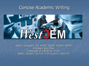 Concise Academic Writing - The Western Journal of Emergency