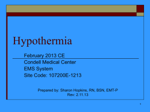 February 2013 CE - Hypothermia