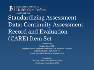 Continuity Assessment Record and Evaluation (CARE) Item Set