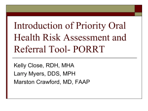 Monthly Webinar - Oral Health PORRT