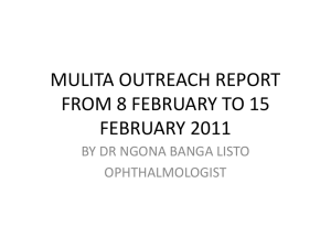 REPORT OF MULITA OUTREACH FROM TO
