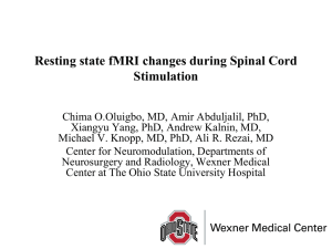 Resting state fMRI changes during Spinal Cord Stimulation