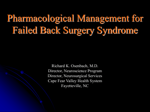 Pharmacological Management for Failed Back Surgery Syndrome