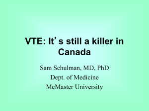 VTE: It`s still a killer in Canada