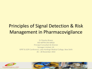 Principles of Signal Detection & Risk Management in
