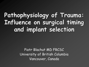 Pathophysiology of Trauma - University of British Columbia
