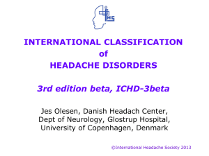 The International Classification of Headache Disorders, 3rd edition
