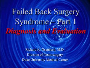 Failed Back Surgery Syndrome - I