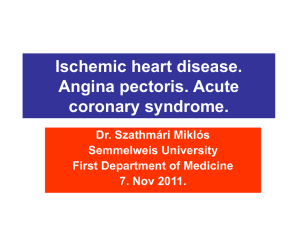 Ischemic heart disease. Angina pectoris. Acute coronary syndrome.