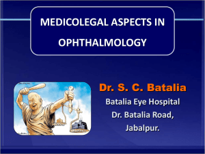 Medicolegal Issues - Jabalpur Divisional Ophthalmic Society