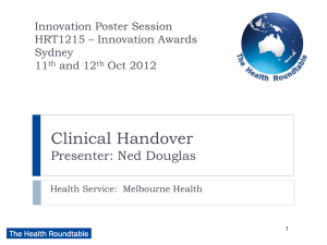 Clinical Handover - The Health Roundtable