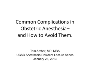 Complications in Obstetric Anesthesia