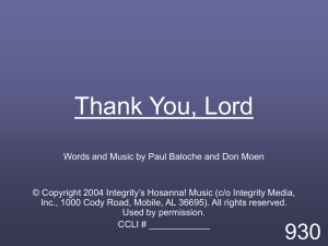 Thank You, Lord - MISSION UNDER GRACE CHURCH