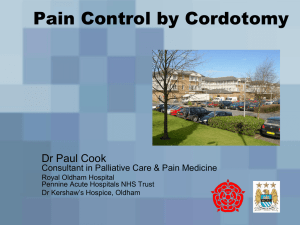 Pain control by Cordotomy - Yorkshire and the Humber Deanery