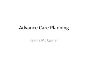 Advance Care Planning" - Dr. Regina McQuillan, Consultant in