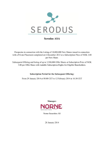 Serodus ASA - Norne Securities