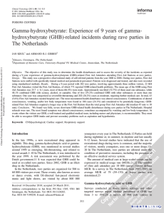 Gamma-hydroxybutyrate: Experience of 9 years of gamma