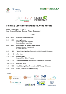 Agenda BioInItaly Investment Forum 2015
