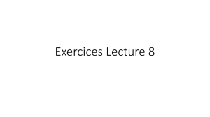 Exercices Lecture 8