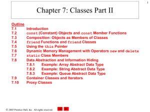 Chapter 7: Classes Part II