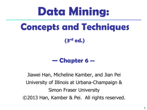Chapter 6: Mining Frequent Patterns, Association and Correlations