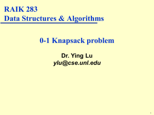 0-1 Knapsack problem