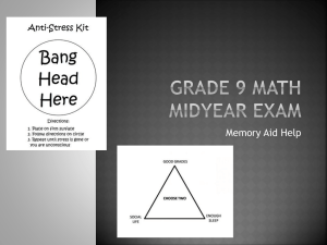 Grade 9 math midyear exam memory aid helpx