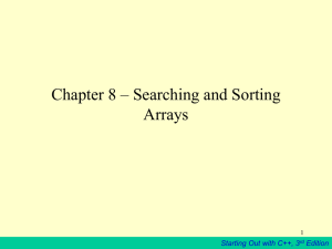 Chapter 8 – Searching and Sorting Arrays