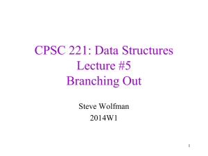CPSC 221: Data Structures Lecture #7 Branching Out