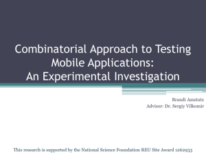 Combinatorial approach to Testing mobile applications: An