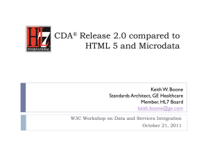 CDA Release 2.0 compared to HTML 5 and Microdata