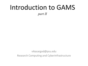 Introduction to GAMS part II