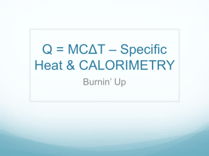 Q = MC*T * Specific Heat - OISE-IS-Chemistry-2011-2012