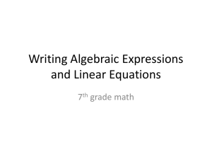 Writing Algebraic Expressions and Linear Equations