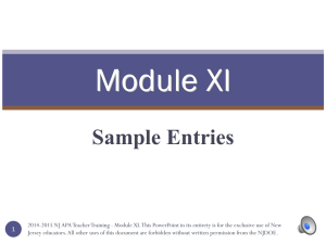 Module XI Sample Entries