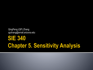 SIE 340 Chapter 5. Sensitivity Analysis