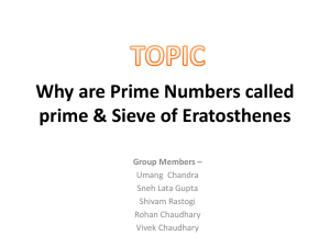 Why are Prime Numbers called Prime & sieve of