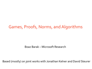 Games, Proofs, Norms, and Algorithms
