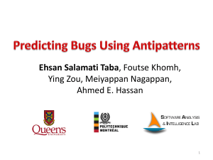 Predicting bugs using anti patterns