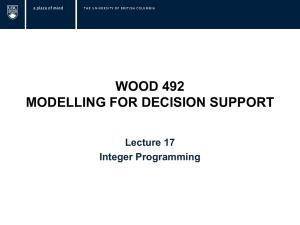 Constraints - Wood 492 | Modeling for Decision Support