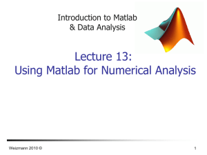 Introduction to Matlab & Data analysis