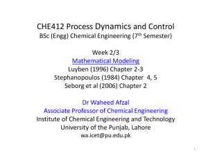 CHE412 Process Dynamics and Control BSc (Engg)