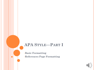 APA Style I--Formatting Basics