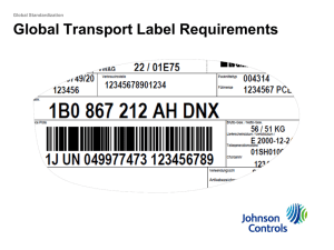 Global Transport Label - Johnson Controls Inc.