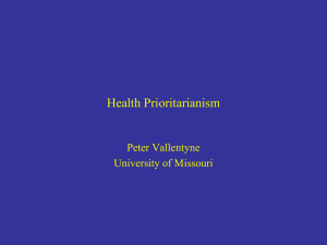 Health Prioritarianism - Harvard University: Program in Ethics & Health