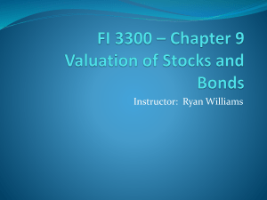 FI 3300 * Chapter 9 Valuation of Stocks and Bonds