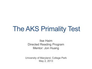 The AKS Primality Test - Directed Reading Program