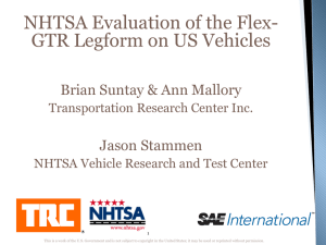 NHTSA Evaluation of the Flex-GTR Legform on