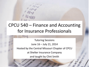 CPCU 540 Session 1 Intro Formulas Financial Calculator