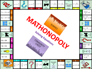 Solving equations: Monopoly board